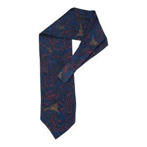 BEAUTIFUL Blue Paisley Silk ASCOT CRAVAT 34"/ 4.7" EC